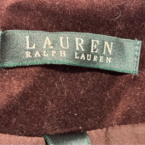 LAUREN RALPH LAUREN Sz 12 Brown Velvet Blazer 100% Cotton Light Shoulder Pads - Picture 9 of 11